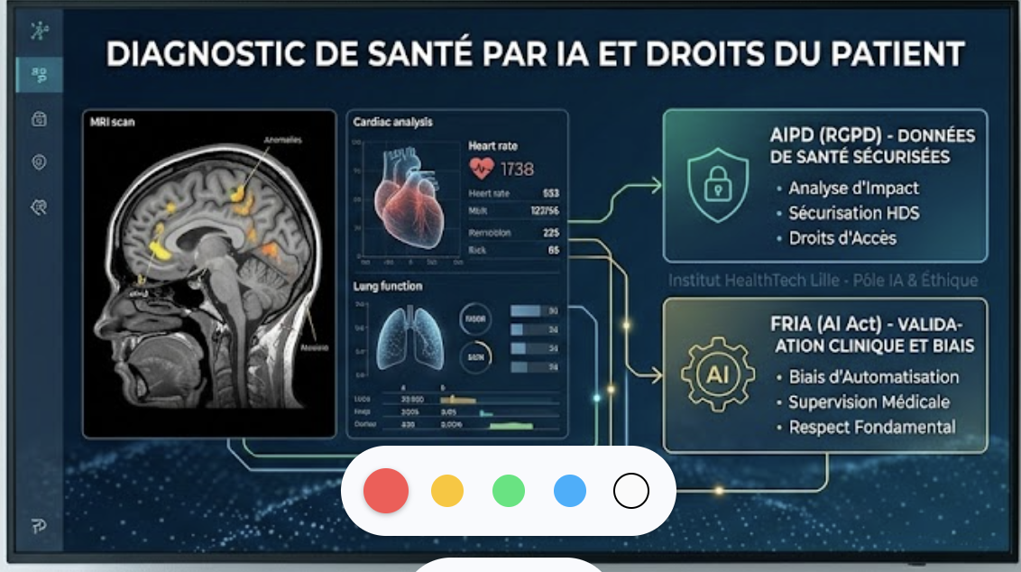 Infographie sur la conformité IA en santé : comparaison entre l'analyse d'impact AIPD du RGPD et l'évaluation FRIA de l'AI Act