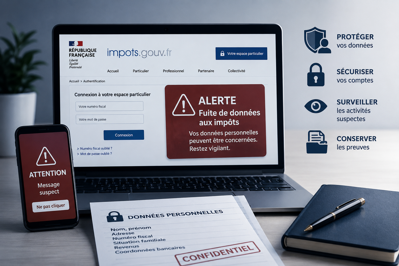 Illustration d’une fuite de données fiscales et des risques pour les données personnelles